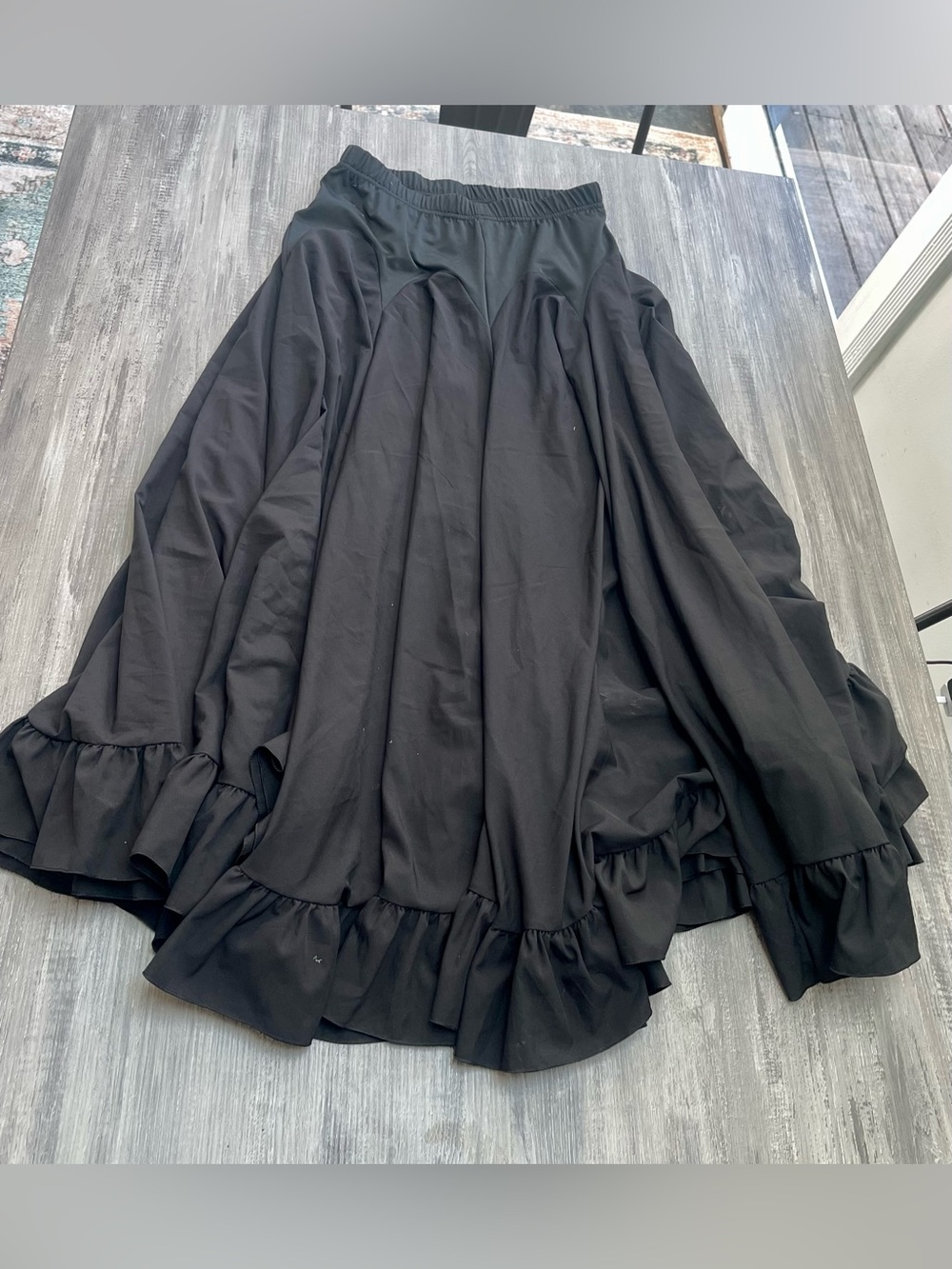 Black Ruffled Dance /Tango Maxi Skirt